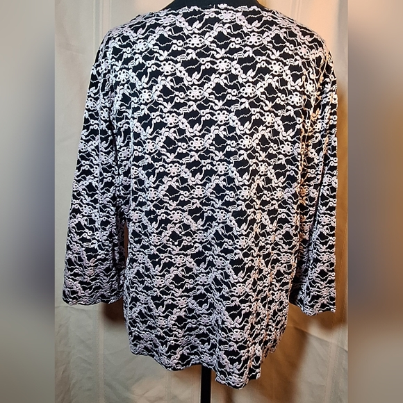 DRESSBARN Black and Pink Lace Blouse - Picture 4 of 7